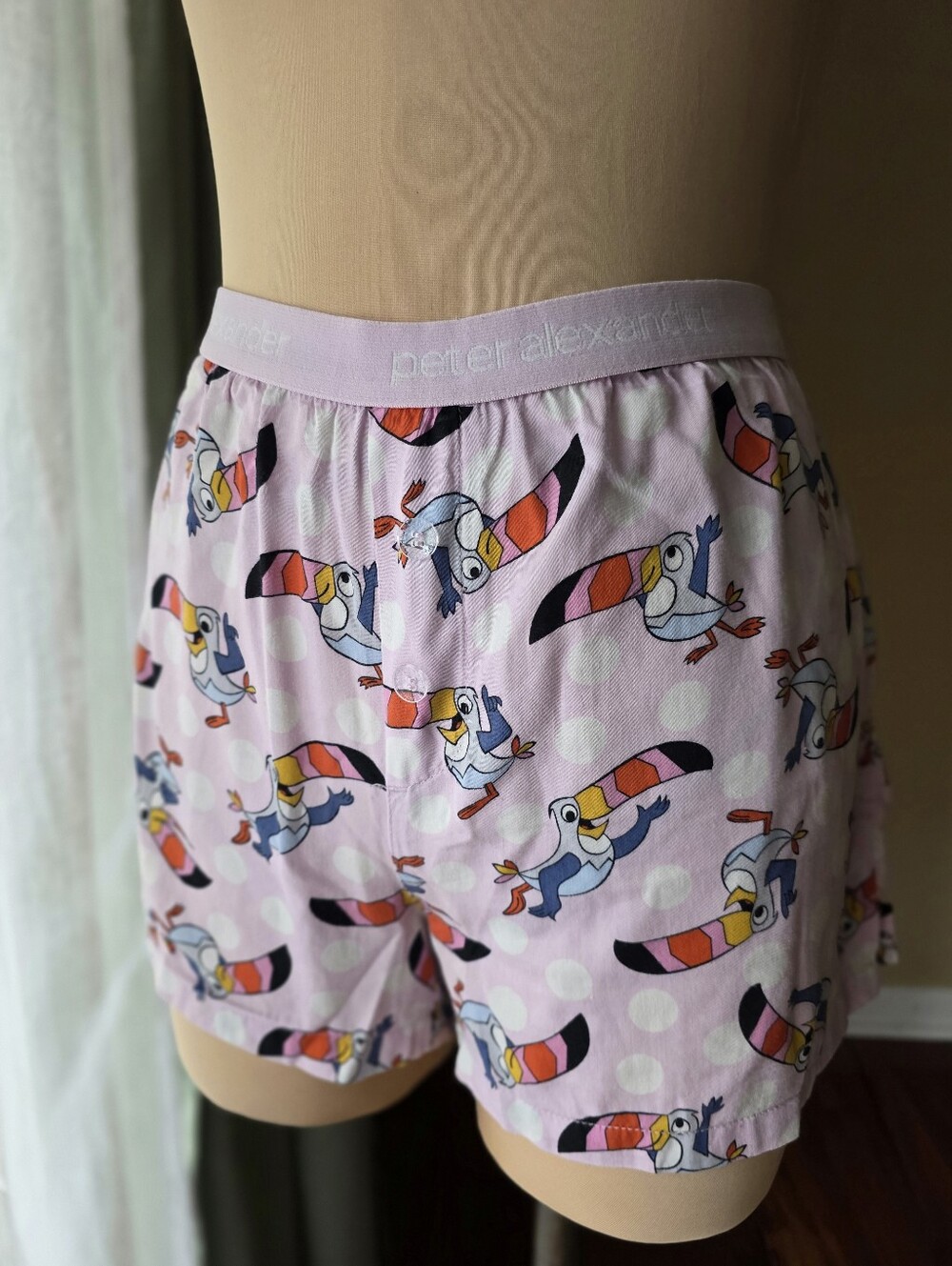 Peter Alexander Toucan Sam Vintage Kellogg's  Pajama Shorts Pink Polka Dot Small